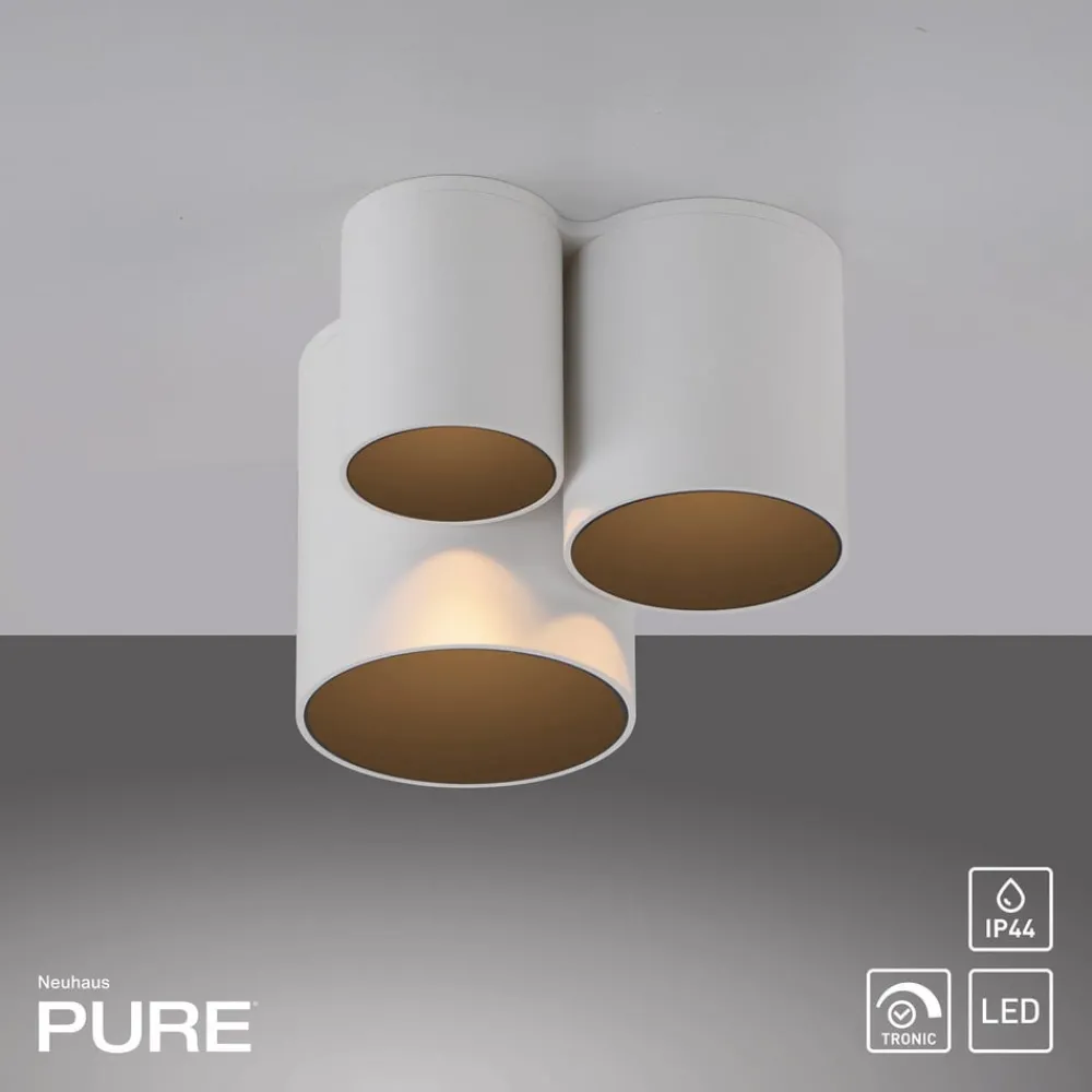 PURE Loftlamper > LED-loftlampe til badeværelset Point, hvid, længde 18 cm, 3 lyskilder