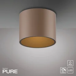 PURE Loftlamper > LED-loftlampe til badeværelset Point, bronzefarvet, Ø 18 cm, IP44