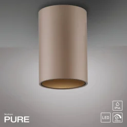 PURE Loftlamper > LED-loftlampe til badeværelset Point, bronzefarvet, Ø 6 cm, IP44