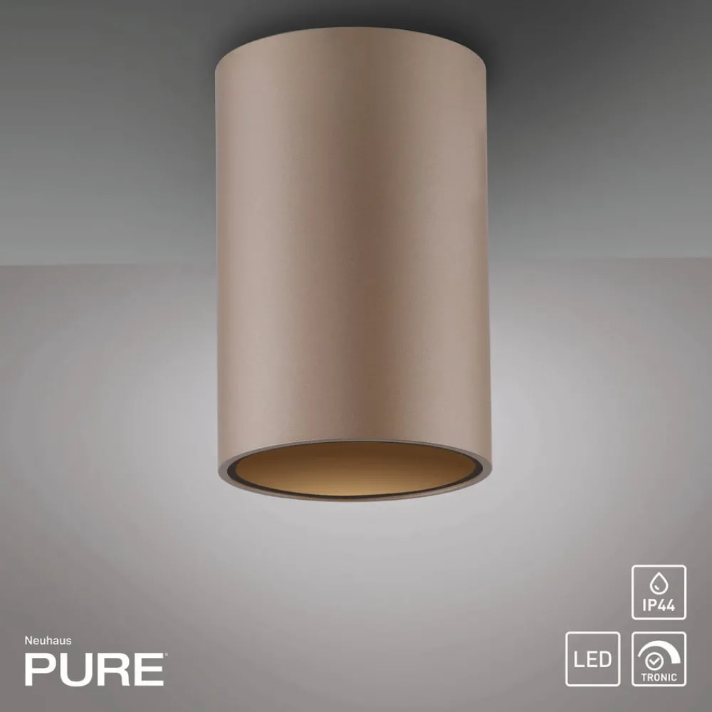 PURE Loftlamper > LED-loftlampe til badeværelset Point, bronzefarvet, Ø 6 cm, IP44
