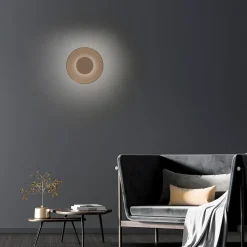 Væglamper|Væglamper ^ PURE LED-væglampe Moon, bronze, Ø 32 cm, glas/aluminium