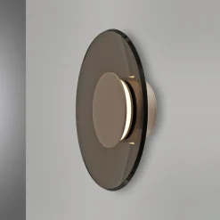 Væglamper|Væglamper ^ PURE LED-væglampe Moon, bronze, Ø 32 cm, glas/aluminium