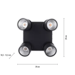 Loftlamper ^ PURE Nola LED-loftlampe, 4 lyskilder, sort