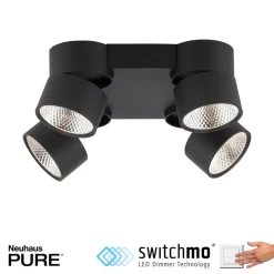Loftlamper ^ PURE Nola LED-loftlampe, 4 lyskilder, sort