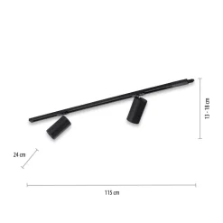 Skinnesystem ^ PURE Technik LED-skinnelampe, 2 lyskilder, sort