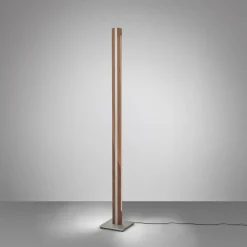 Quitani Gulvlamper|Gulvlamper > Elis LED-gulvlampe, valnød/nikkel