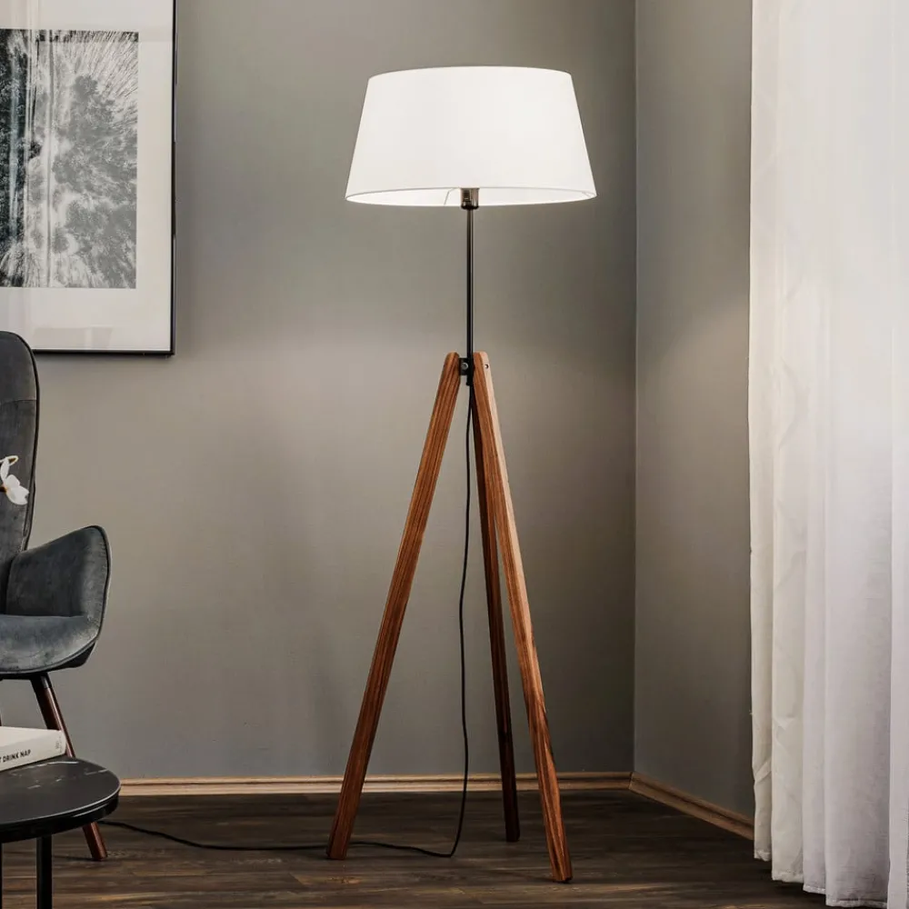 Gulvlamper ^ Quitani gulvlampe Reba, stativ, chintz hvid