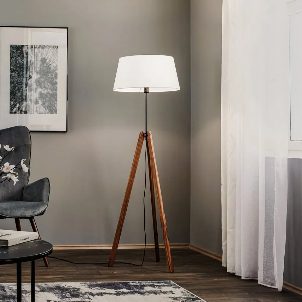 Gulvlamper ^ Quitani gulvlampe Reba, stativ, chintz hvid