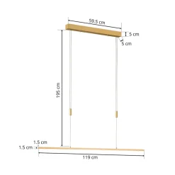 Quitani Pendellamper|Pendellamper > LED-pendellampe Tolu, længde 119 cm, messing