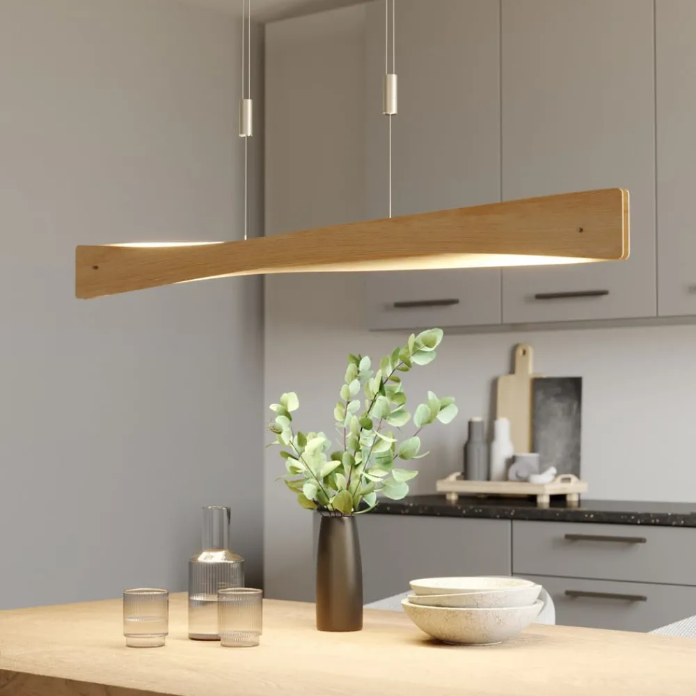 Pendellamper|Pendellamper ^ Quitani LED-pendel Lian, egetræ