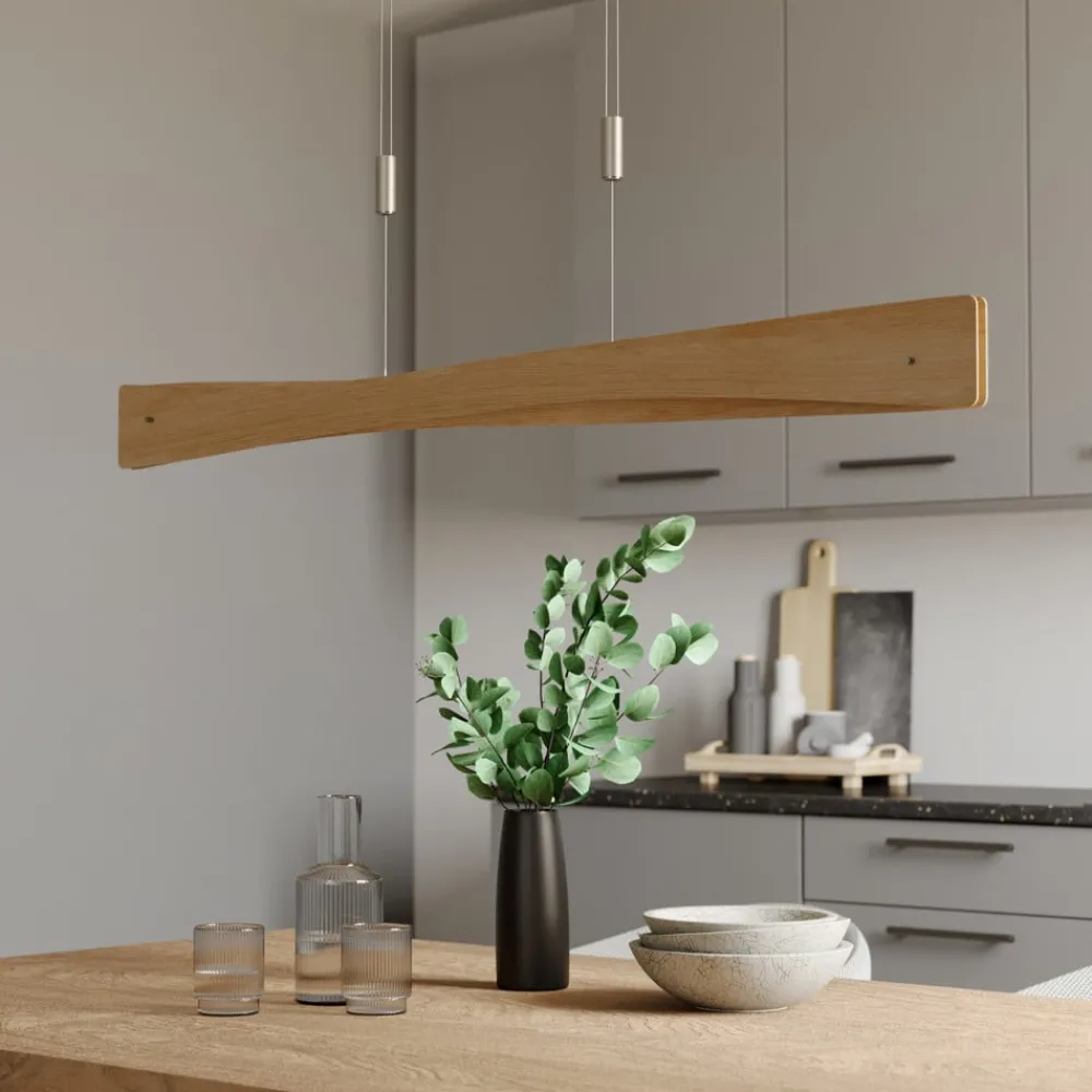 Pendellamper|Pendellamper ^ Quitani LED-pendel Lian, egetræ