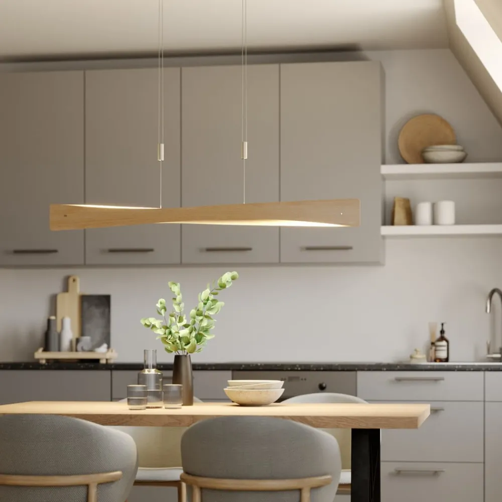 Pendellamper|Pendellamper ^ Quitani LED-pendel Lian, egetræ