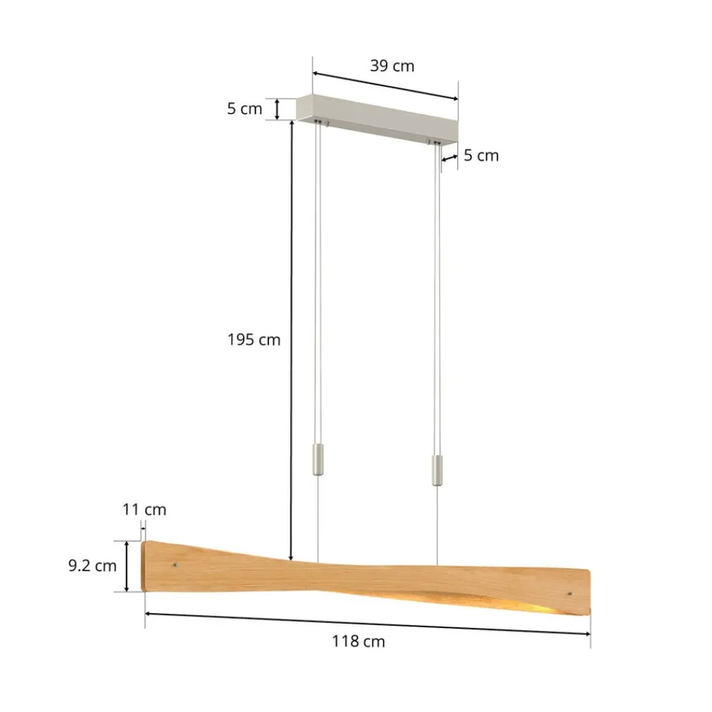 Pendellamper|Pendellamper ^ Quitani LED-pendel Lian, egetræ