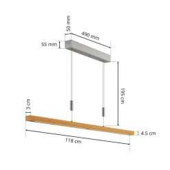 Pendellamper ^ Quitani LED-pendel Nora, eg natur, længde 118 cm