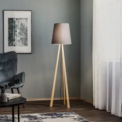 Quitani Gulvlamper|Gulvlamper > trebenet gulvlampe Jata, træ, chintz grafit