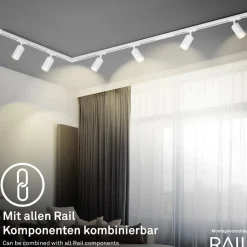 Briloner Skinnesystem > RAIL 230 V skinnesystem, hvid, 6 spots 2,25 m hjørnestik
