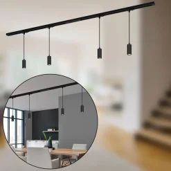 Skinnesystem ^ Briloner RAIL 230 V skinnesystem, sort, 4 LED-pendler, længde 1,5 m