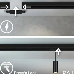 Skinnesystem ^ Briloner RAIL 230 V skinnesystem, sort, 4 LED-pendler, længde 1,5 m