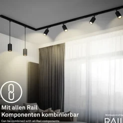 Briloner Skinnesystem > RAIL 230 V skinnesystem, sort, 4 ophæng, længde 1,5 m