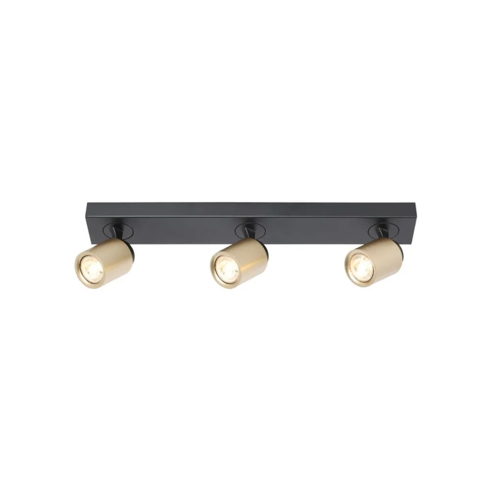 Freelight Loftlamper|Loftlamper > Razza loftspot, sort/guld, længde 61 cm, 3-lys.