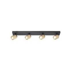 Loftlamper|Loftlamper ^ Freelight Razza loftspot, sort/guld, længde 82 cm, 4-lys.