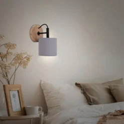 Væglamper ^ Briloner Rhon væglampe, tekstilskærm