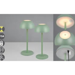 Reality Leuchten Dekorationsbelysning|Terrassebelysning > Ricardo LED genopladelig bordlampe, grøn, højde 30 cm, plast