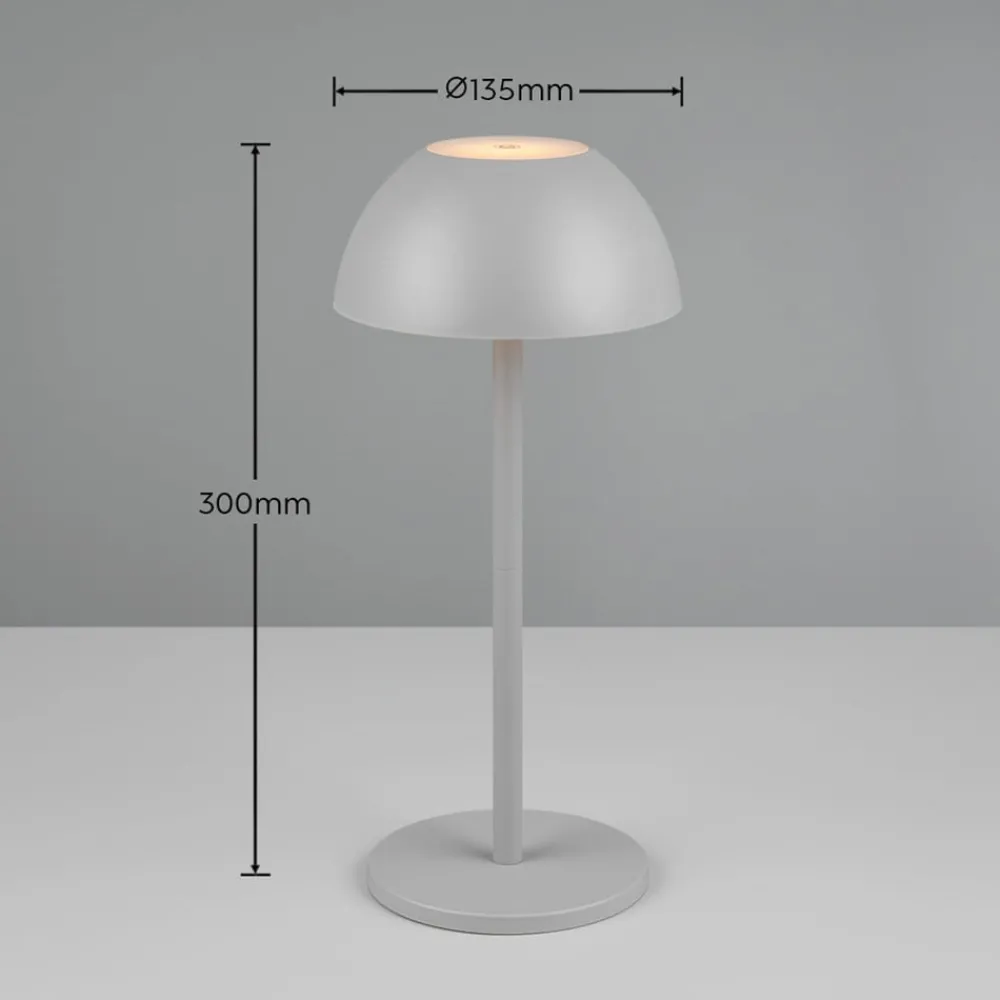 Dekorationsbelysning|Terrassebelysning ^ Reality Leuchten Ricardo LED genopladelig bordlampe, grå, højde 30 cm, plast