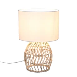 Reality Leuchten Bordlamper > Rike bordlampe, rattanstel og stofskærm