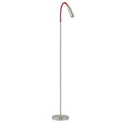 Gulvlamper|Gulvlamper ^ Busch Rocco LED-gulvlampe, mat nikkel, rød flexarm
