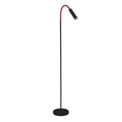 Busch Gulvlamper > Rocco LED-gulvlampe, mat sort, rød flexarm