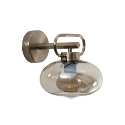 Væglamper|Væglamper ^ Lucea Rolan væglampe, messingfarvet, Ø 19 cm, højde 21 cm, glas