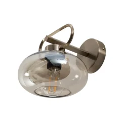 Væglamper|Væglamper ^ Lucea Rolan væglampe, messingfarvet, Ø 19 cm, højde 21 cm, glas