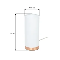 Lindby Gang|Bordlamper > Ronja hvid bordlampe med kobberfarvet fod
