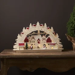 Dekorationsbelysning|Julepynt ^ STAR TRADING Rosenheim-landskab LED-adventsstage, batteri