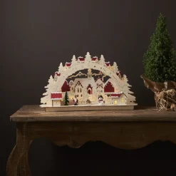 Dekorationsbelysning|Julepynt ^ STAR TRADING Rosenheim-landskab LED-adventsstage, batteri