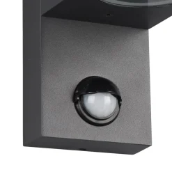 Væglampe Med Sensor|Væglamper ^ Trio Lighting Roya udendørs væglampe, 2 lk, sensor rund antracit