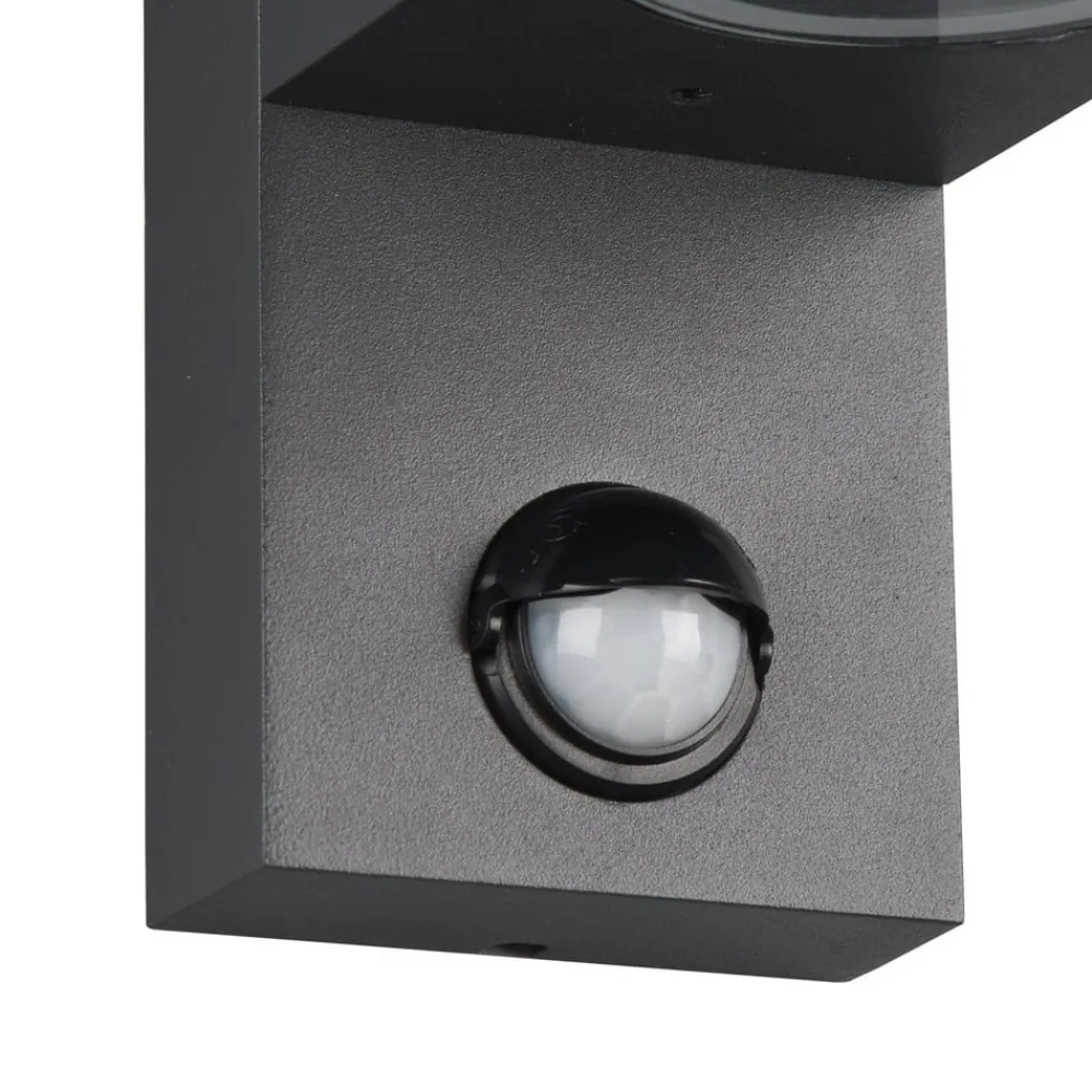 Væglampe Med Sensor|Væglamper ^ Trio Lighting Roya udendørs væglampe, 2 lk, sensor rund antracit