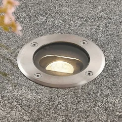 Lucande Nedgravet Udebelysning|Udendørs Spot > Rund LED nedgravningslampe Doris, stål