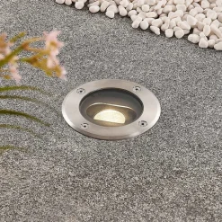 Lucande Nedgravet Udebelysning|Udendørs Spot > Rund LED nedgravningslampe Doris, stål