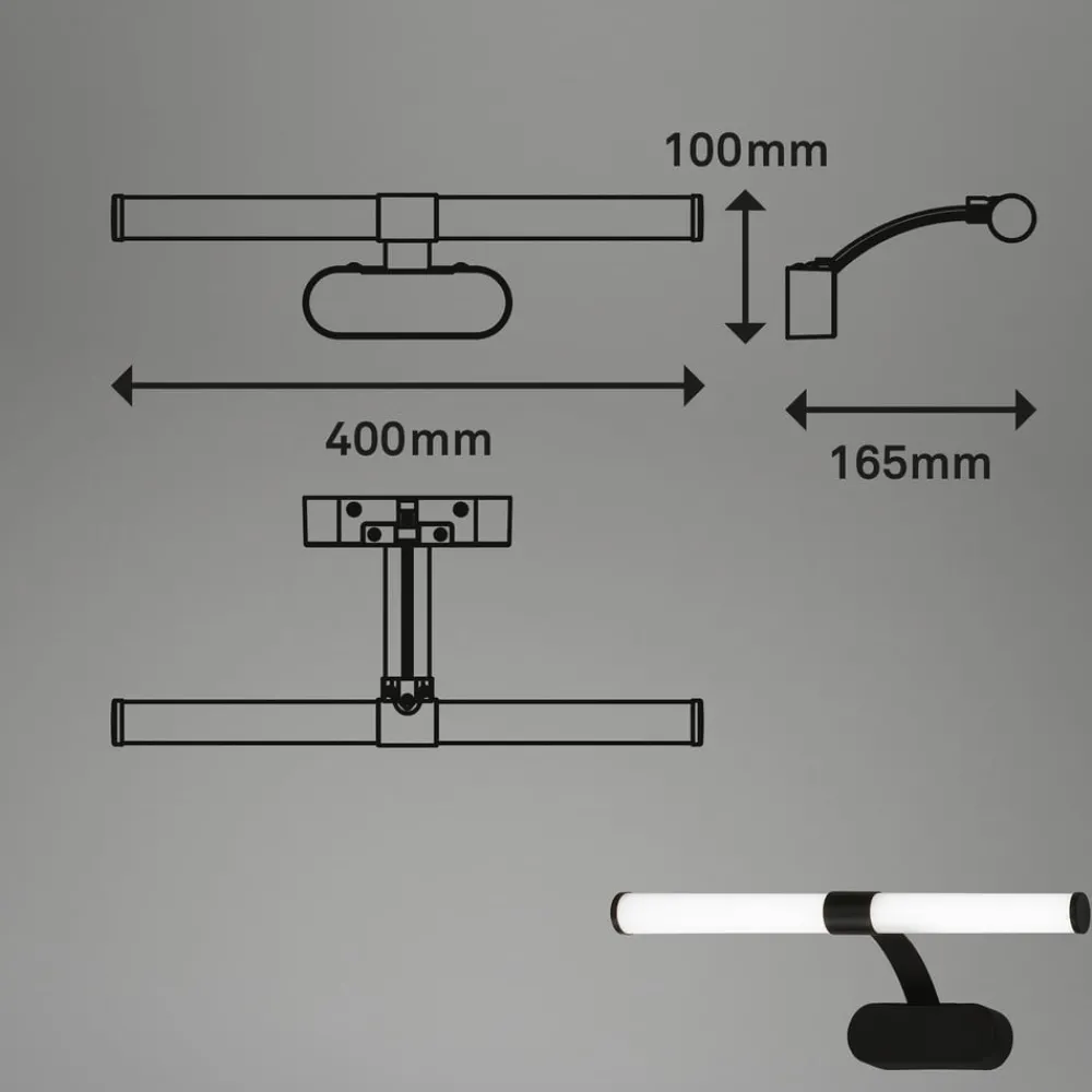 Briloner Væg- Og Spejllamper > Runt LED-væglampe IP44 arm 4.000 K sort