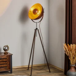 Globo Gulvlamper|Gulvlamper > Rustfarvet trebenet gulvlampe Xirena I