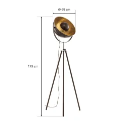 Globo Gulvlamper|Gulvlamper > Rustfarvet trebenet gulvlampe Xirena I