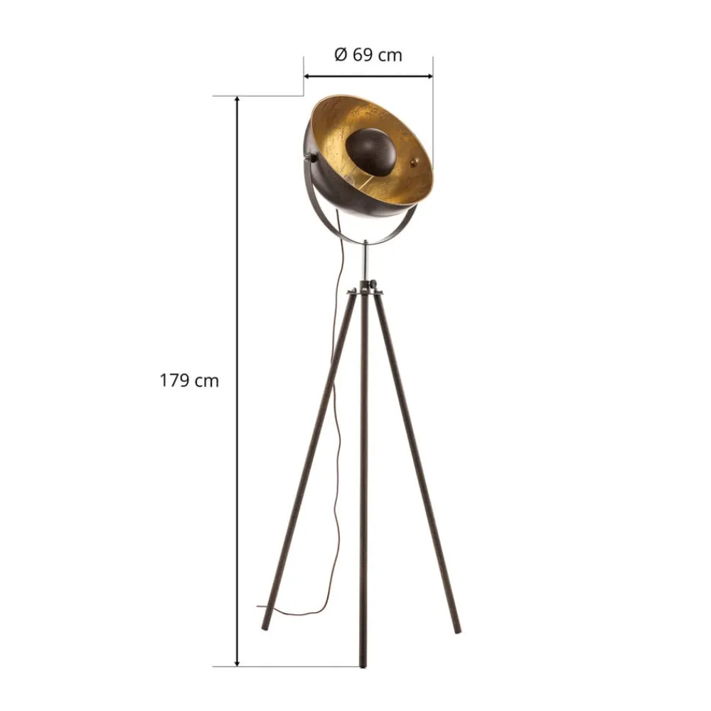 Globo Gulvlamper|Gulvlamper > Rustfarvet trebenet gulvlampe Xirena I