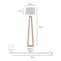 Gang|Gulvlamper ^ Aluminor Sacha LS gulvlampe af træ og stof, hvid