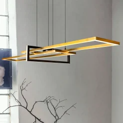 Trio Lighting Pendellamper|Pendellamper > Salinas hængelampe, messingfarvet, metal, 110 cm lang