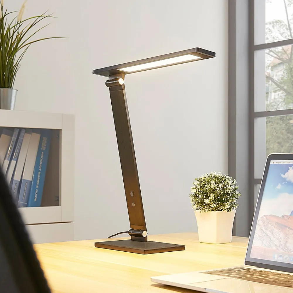 Arbejdsrum/Kontor|Bordlamper ^ Lucande Salome - dæmpbar LED skrivebordlampe, sort