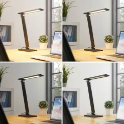 Arbejdsrum/Kontor|Bordlamper ^ Lucande Salome - dæmpbar LED skrivebordlampe, sort