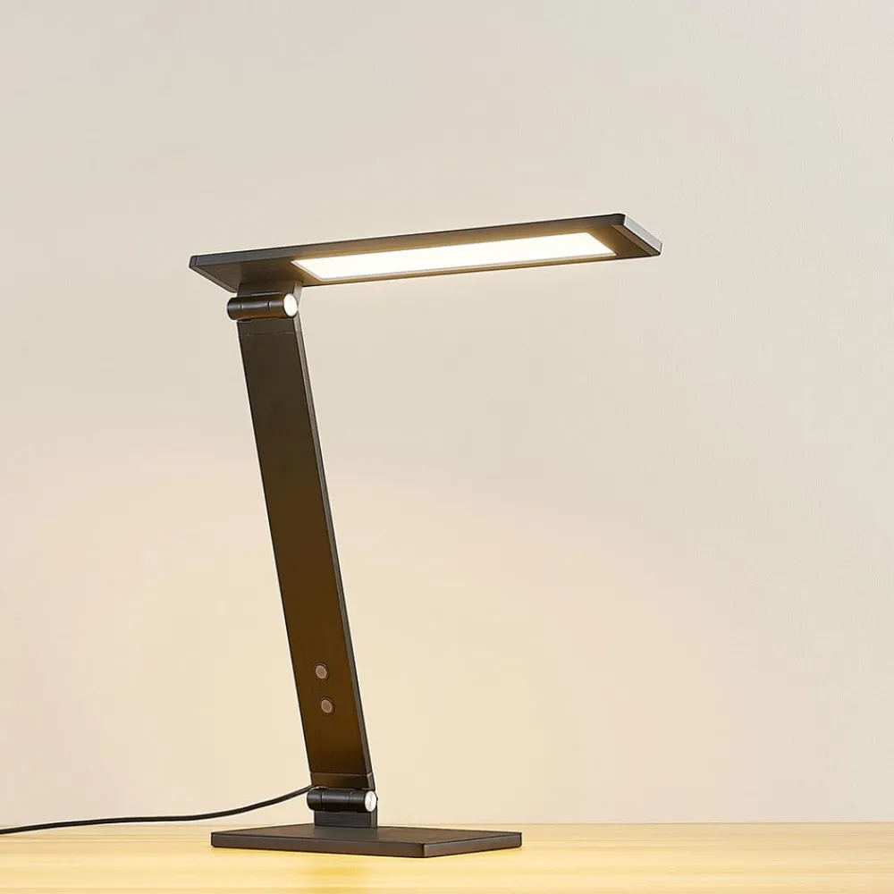 Arbejdsrum/Kontor|Bordlamper ^ Lucande Salome - dæmpbar LED skrivebordlampe, sort