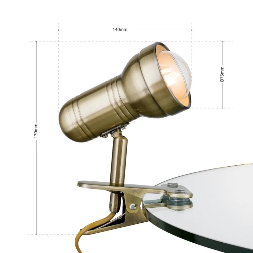 Bordlamper ^ ORION Samal klemlampe i patina